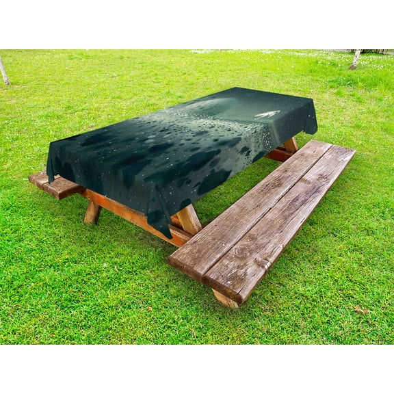 Fantasy Outdoor Tablecloth, Moon Journey of an Astronaut on the Surface Outer Space Asteroid Field Universe, Decorative Washable Fabric Picnic Tablecloth, 58 X 104 Inches, Grey White, by Ambesonne