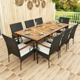 thumbnail image 6 of Yardi Yard 9 Pieces Patio Dining Set, 79 Inch Outdoor Dining Table and 8 Rattan-woven Dining Chairs, Table with Acacia Wood Tabletop, Brown, 6 of 7
