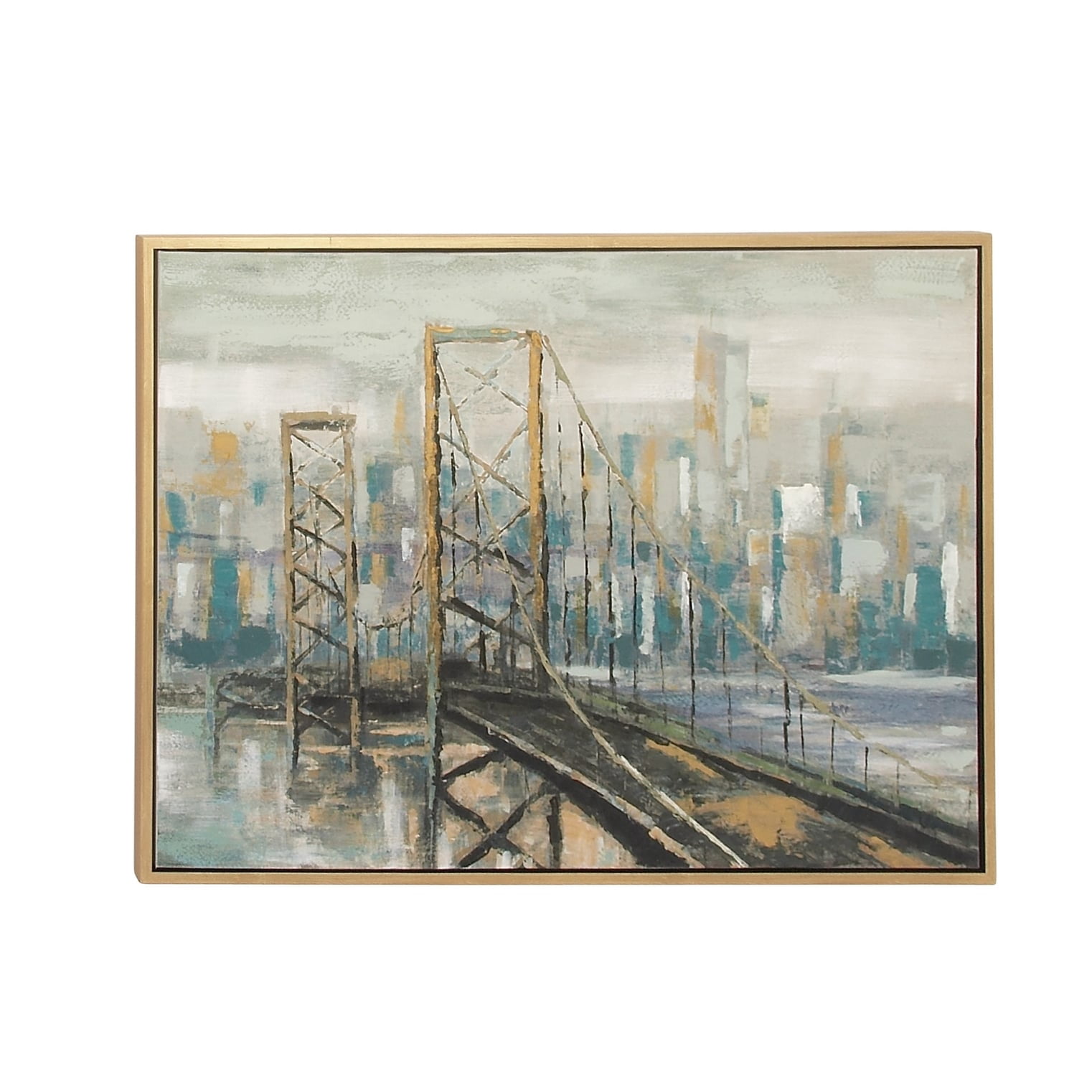 DecMode Indoor Light Brown Canvas Traditional City Framed Wall Art