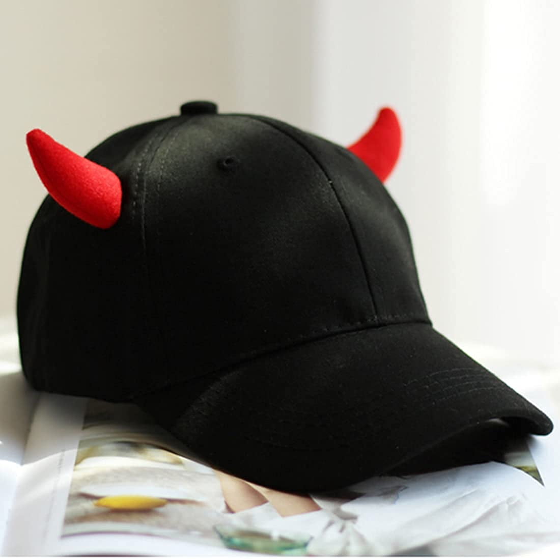 Red Devil Horns Baseball Hat Halloween 