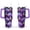 Purple-1, variant on 40oz Colorful Botanical Mushroom Stainless Steel Flip Straw Tumbler Spill Proof Travel Cup Double Wall Vacuum Insulated Coffee Mug with Top Handle