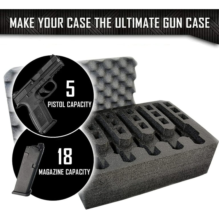 5 Pistol Foam Insert and Pelican Vault V300 Case, Multi-pistol Carry Case