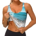 thumbnail image 3 of Fotbe Sunny Ocean Waves Sujetador Deportivo Largo sin Aros para Mujer con Almohadillas y Soporte Medio, Transpirable y Absorbente, Camiseta Tipo Chaleco o Tank Top-Medium, 3 of 8