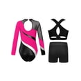 thumbnail image 2 of Miutii Kids Girls Gymnastics Leotard Ballet Dance Athletic Biketard Bodysuit Vest with Shorts 3Pcs Set Dancewear Hot Pink 10, 2 of 5