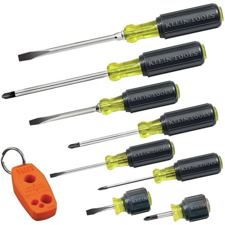 Klein Tools 85148 8-Piece Cushion Grip Screwdriver Set with Magnetizer/Demagnetizer