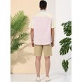 thumbnail image 4 of Lars Amadeus Men's Shirts Short Sleeve Summer Cotton Patchwork Button Down Shirts S Pink Blue, 4 of 5