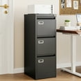 thumbnail image 3 of AUHUP 3 Drawer Metal File Cabinet with Lock, Black Vertical Filing Storage Cabinet for Home Office, 3 of 10