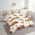 thumbnail image 3 of Manfei Orange Truck Bed in a Bag Full size,Autumn Harvest Bed Set,Botanical Pumpkin Bedding Full Size,Super Cozy Thanksgiving Day Bedroom Decoration,Reversible,7 Pieces, 3 of 6