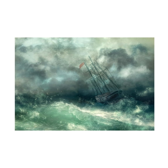 Canvas Wall Art - Arun Mohanraj 'A Struggle In Stormy Seas' Wall Art for Living Room, Bedroom, or Office Décor by Trademark Fine Art - 19 x 12 Inches