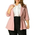 thumbnail image 3 of Agnes Orinda Women's Plus Size Blazers Notched Lapel Wear-to-Work Peplum Jacket Suit Blazer 4X Pink, 3 of 9
