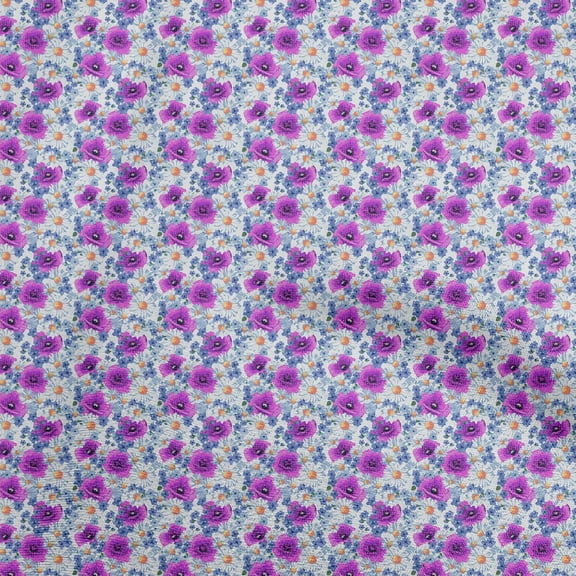 oneOone Cotton Poplin Purple Fabric Watercolor Floral Quilting Supplies Print Sewing Fabric By The Yard 56 Inch Wide-aA