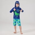 thumbnail image 2 of Ymyiu Toddler Swimsuit Boy Baby Boys Set Long Sleeve Swim Set for Toddler Boys Two Piece Bathing Suits with Swim Trunks 2T 3T (Blue,2-3 Years), 2 of 9