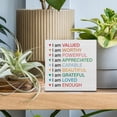 thumbnail image 3 of Zomyto 5"x5" I am Valued Quote Decorative Wooden Box Sign Positive Affirmation Gift Wood Block Plaque Decor Home Office Desk Shelf or Wall Display, 3 of 5
