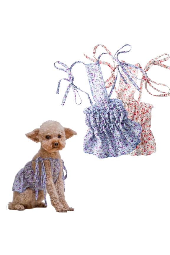 Pack of 2 Dog Dresses Adjustable Sling Flower Princess Dog Dress Floral Pet Dress for Small Breeds Dogs Cats Girl Breathable Cat Dresses Doggie Outfit Puppy Party Apparel Clothes