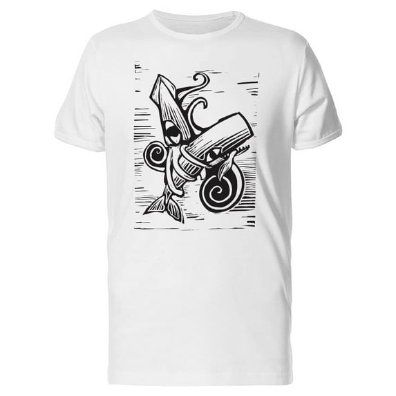 Sperm Whale Fighting Giant Squid T-Shirt Men -Image by Shutterstock, Male 4X-Large