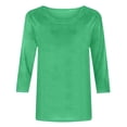 thumbnail image 4 of 3/4 Length Sleeve Womens Tops Casual Loose Fit Crewneck T Shirts Cute Solid Three Quarter Length Tunic Tops, 4 of 5