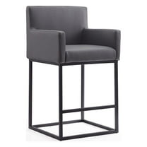 Ambassador 38 in. Grey and Black Metal Counter Height Bar Stool