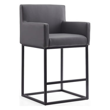 Ambassador 38 in. Grey and Black Metal Counter Height Bar Stool