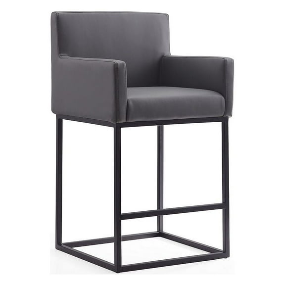 Manhattan Comfort Ambassador 26" Faux Leather Counter Stool in Gray