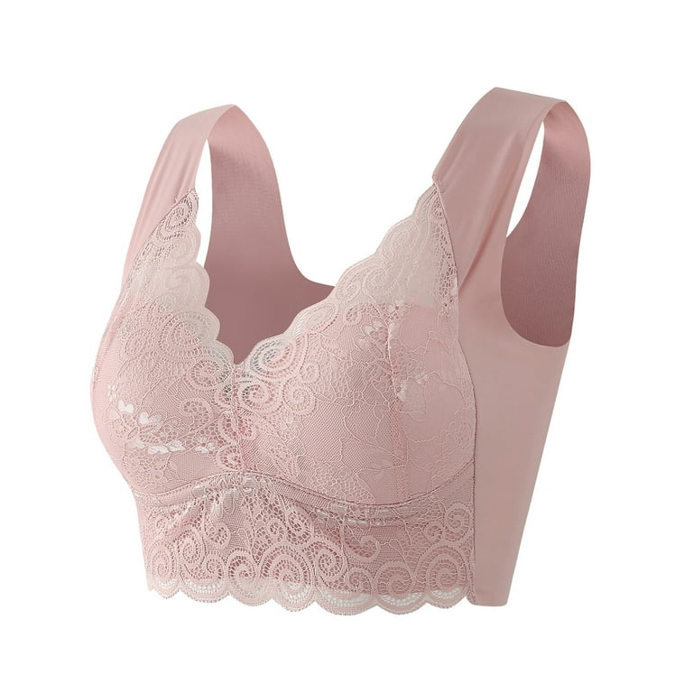 MRULIC bras for women Lace Bra Plus Size Bra Women Underwear Bralette Crop  Top Female Bra Large Tube Top Female Push Up Brassiere Laced Bra Pink + 5XL