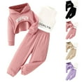 thumbnail image 5 of ZACPNCV Girls Long Sleeve 3 Piece Outfits Graphic Crop Sweatshirt Tank and Sweatpants Set Black 7-8 Years, 5 of 5