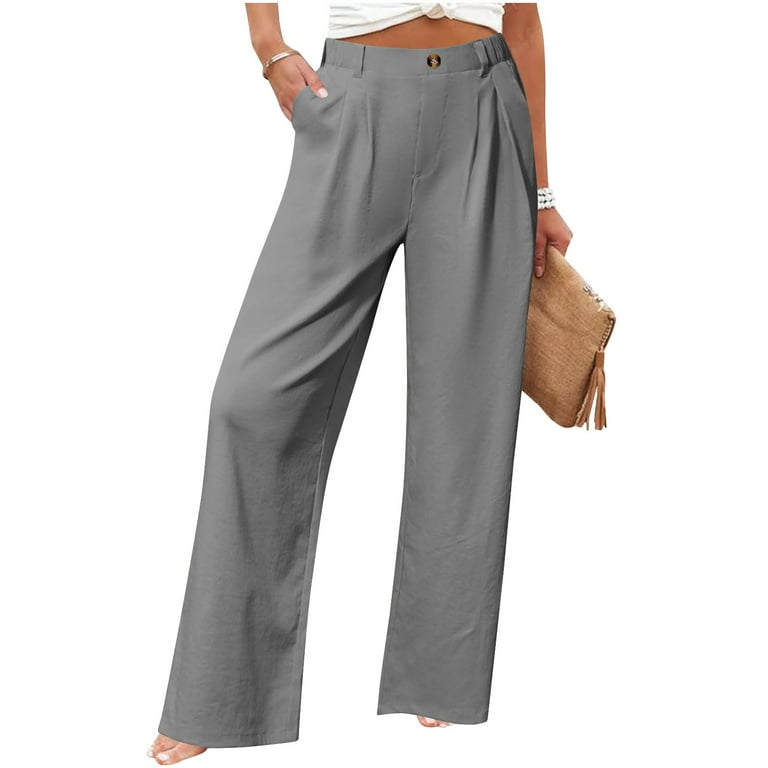 Women's Pleated Fitted Dress Pants Womens Shop Grey Waist Band Pleated  Straight Fit Pants For Women