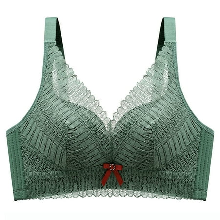 Mrasaso Weekly Deals! Workout Sets for Women Women Nylon Bra Women s Seamless Wireless Bra Detachable Chest Sagging Wave Pattern for Comfort(1pc Bra) Green|M