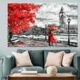 thumbnail image 2 of Red Umbrella Art, London Art, Umbrella Canvas Art, Modern Art Canvas, Landscape Art Canvas, Red Tree Canvas, Lovely Canvas Art, Canvas Wall Decor - Natural Framed, 2 of 9