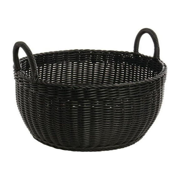 HUBERT Basket with Handles Round Black Plastic- 17" Dia x 8" H