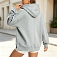 thumbnail image 5 of Women's Zip Up Sweatshirts Oversized Pullover Half Zip Hoodie Long Sleeve Drawstring Sweatshirt Side Split Loose Fall Tops, 5 of 5