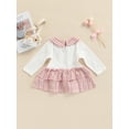 thumbnail image 4 of SAYOO Lovely Baby Girl One Piece Dress Long Sleeve Collared Tops Plaid Multi Layer Short Skirt for Spring Summer Kids Clothing, 4 of 9