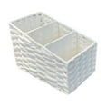 thumbnail image 2 of Cesta de almacenamiento hecha a mano, cesta tejida, organizador de escritorio portátil para mantener el orden y la limpieza. Blanco, 2 of 9