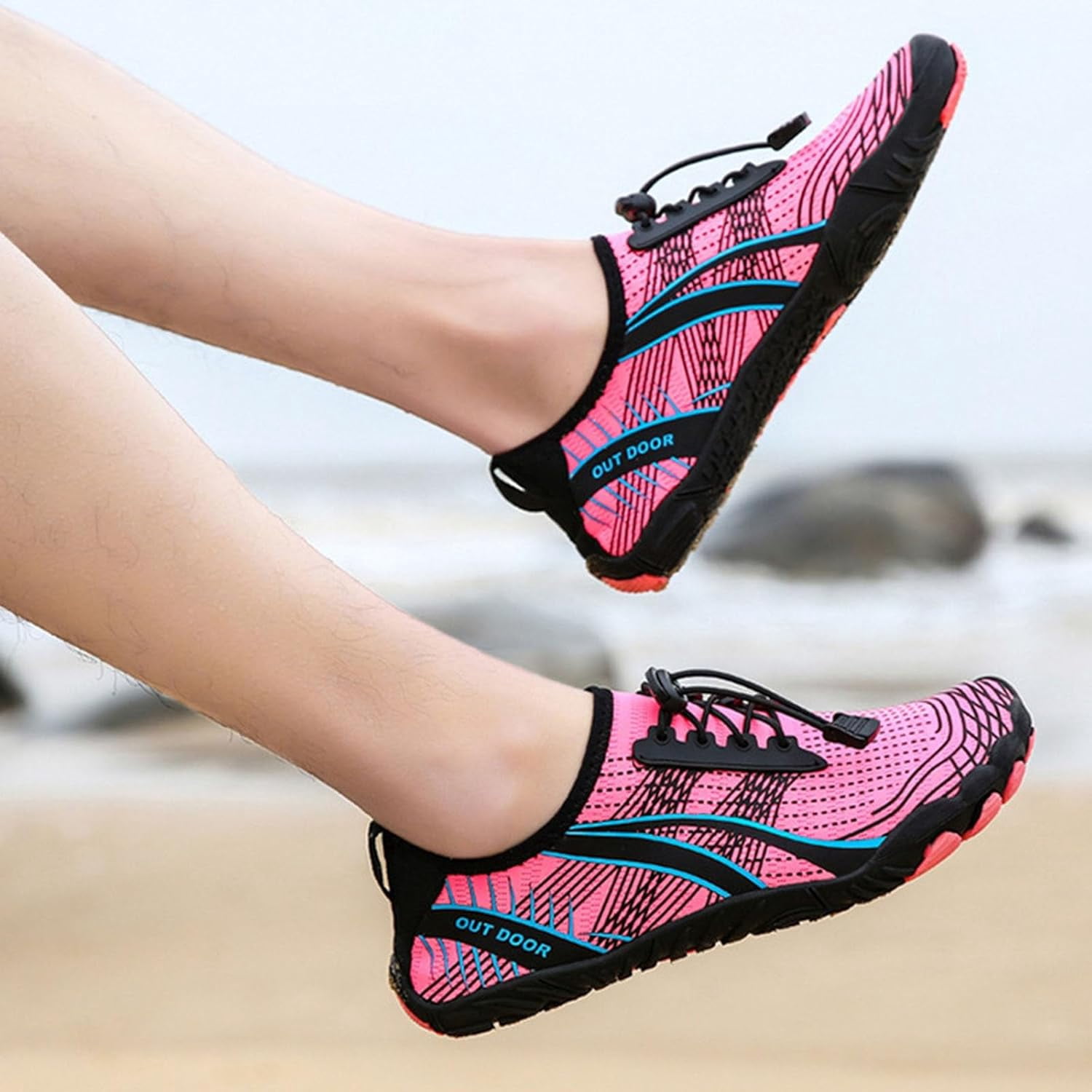 Womens Barefoot Shoes Hiking Boots Wide Sports Shoes Hiking Shoes,Outdoor wading shoes, five-finger beach swimming and fishing shoes, sports climbing mesh shoes