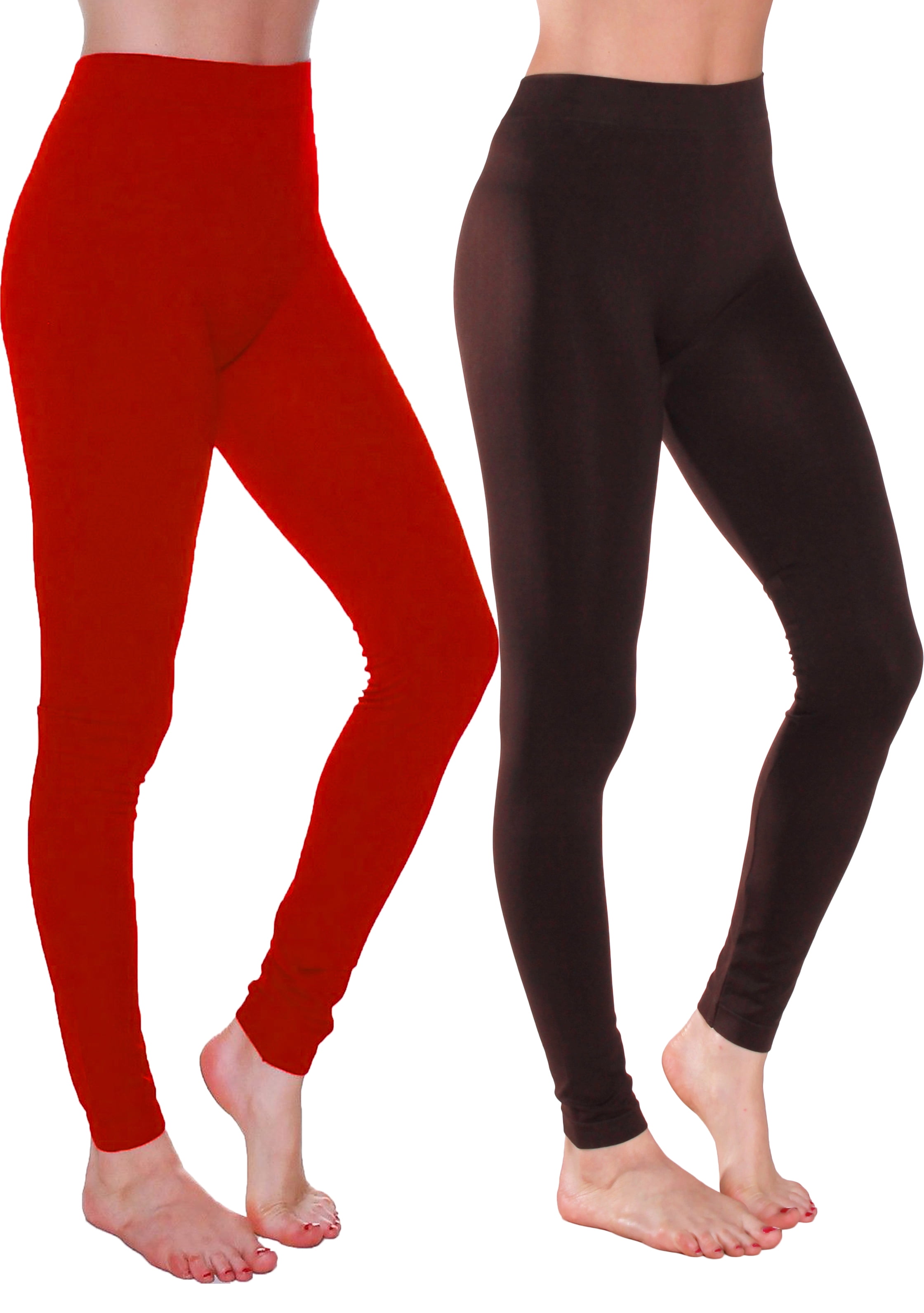 Terra & Sky Women's Plus Size Fleece Lined Holiday Print Leggings, 2-Pack 