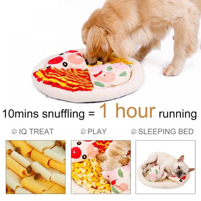 Pet Snuffle Mat for Dogs Nosework Feeding Mat Nosework Blanket Dog Bed Mat Durable Puzzle Toys Machine Washable Pizza Shape