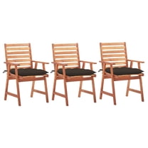 vidaXL Patio Chair Set of 3 Taupe Solid Acacia wood Standard Durable