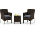 thumbnail image 2 of Costway 3 PCS Outdoor Conversation Set with Cushioned Seat & Tempered Glass Tabletop Gray, 2 of 11