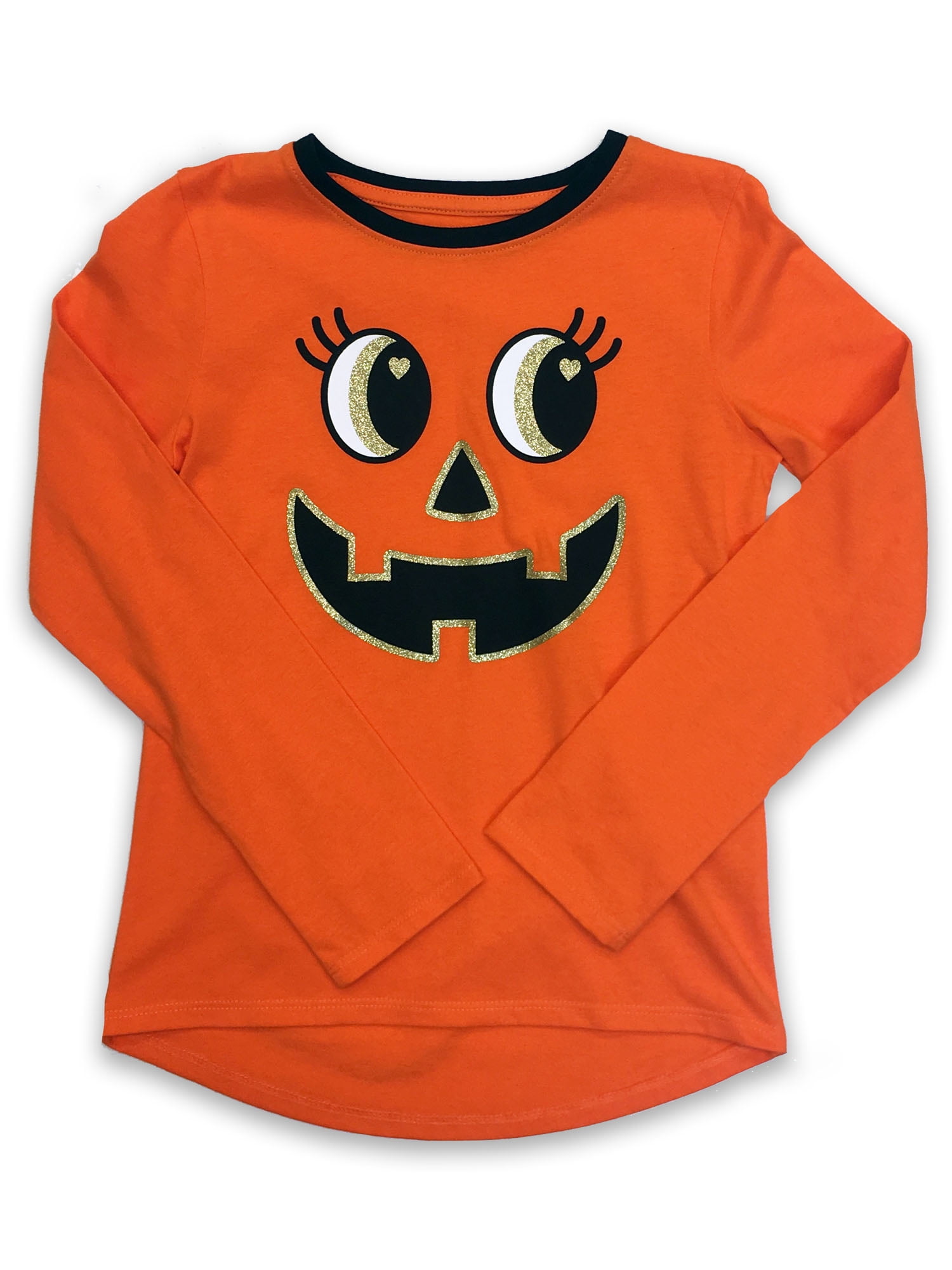 Halloween 4T Toddler Girl T-Shirt Unicorn Pumpkin Raglan Sleeve Black Orange NWT 
