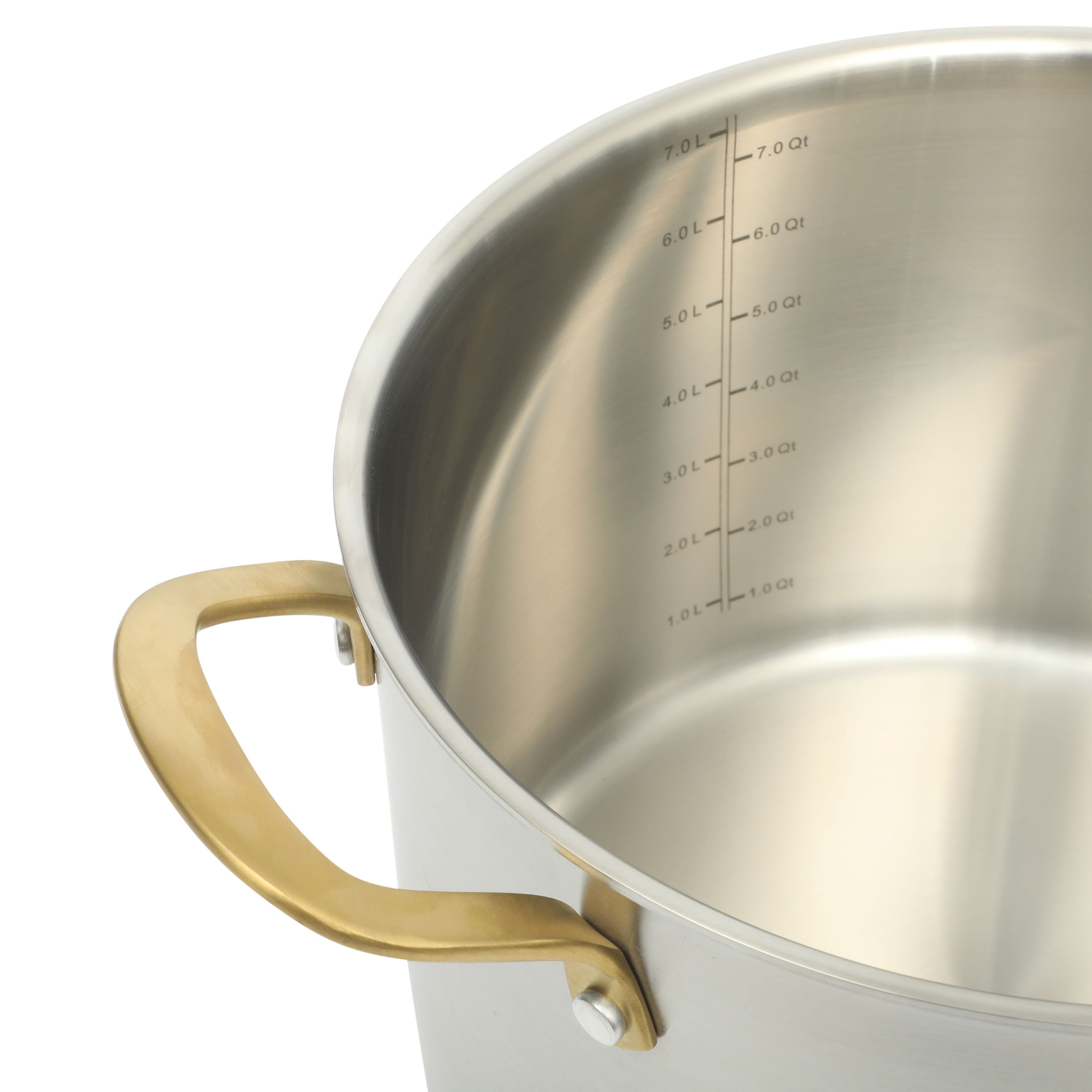 Martha Stewart Midvale Stainless Steel 8 quart Stock Pot with Gold Handle