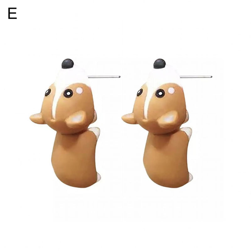 Shenwangzhen 1 Pair Cute Ear Studs Easy Carry Metal 3D Animal Shape  Piercing Earrings for Daily 