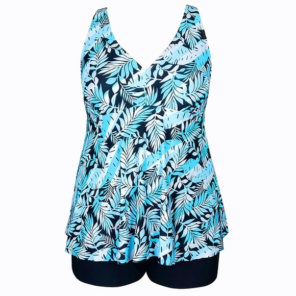 HAWEE Womens Plus Size Tankini Swimsuits with Shorts Two Piece Bathing Suit Floral Printed Swimwear