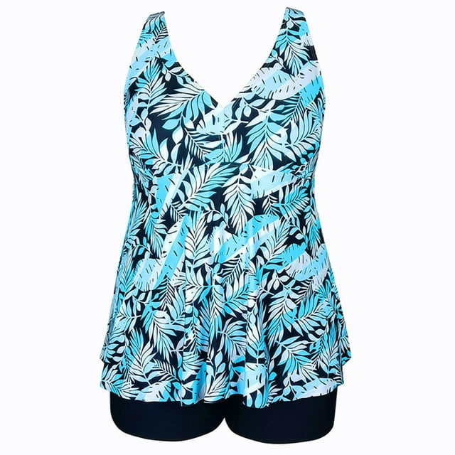 HAWEE Womens Plus Size Tankini Swimsuits with Shorts Two Piece Bathing Suit Floral Printed Swimwear