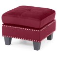 thumbnail image 2 of Contemporary Home Living Nailhead Trim Upholstered Tufted Ottoman - 23" - Red, 2 of 4