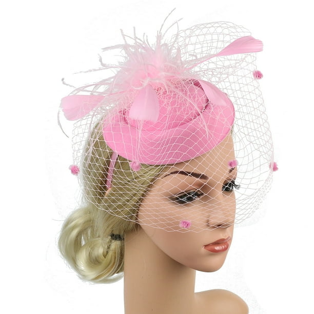 9356 2 Pieces Fascinator Mesh Lace Headband Bridal Wedding Veil Tea Party Bridal Veil Fascinator – Mesh Lace Flower Tea Party Headband  main image 4