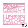 thumbnail image 1 of Regla geométrica 2x, plantilla de dibujo con plantillas para suministros de oficina, medición de matemáticas 2 piezas, 1 of 5
