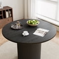 thumbnail image 3 of Rophefx 41.7" Solid Wood Round Dining Table with Handcrafted Relief Pedestal,Circle Dining Table,Black, 3 of 9