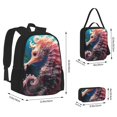 thumbnail image 2 of Easygdp Ocean Seahorse Mochila para Niños y Niñas con Set de Caja de Almuerzo y Estuche para Lápices 3 en 1, Mochila Escolar Estampada para Adolescentes, 2 of 7