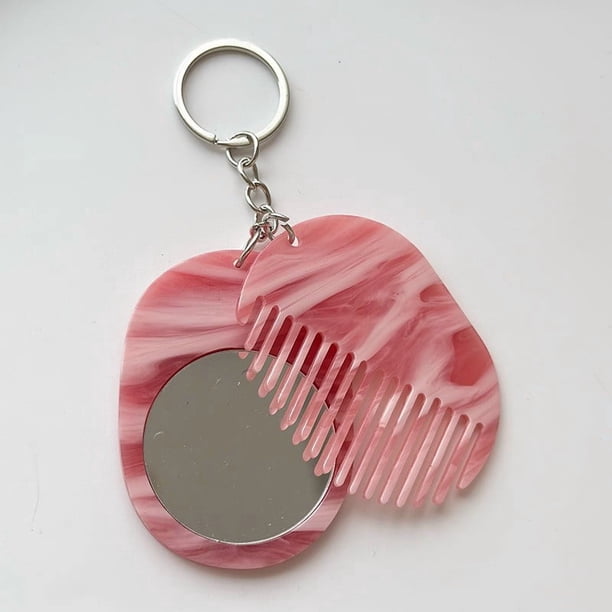 Llavero con espejo y peine multifuncional, moderno y versátil, colgante para bolso, espejo de maquillaje portátil, combinación de espejo y peine.
