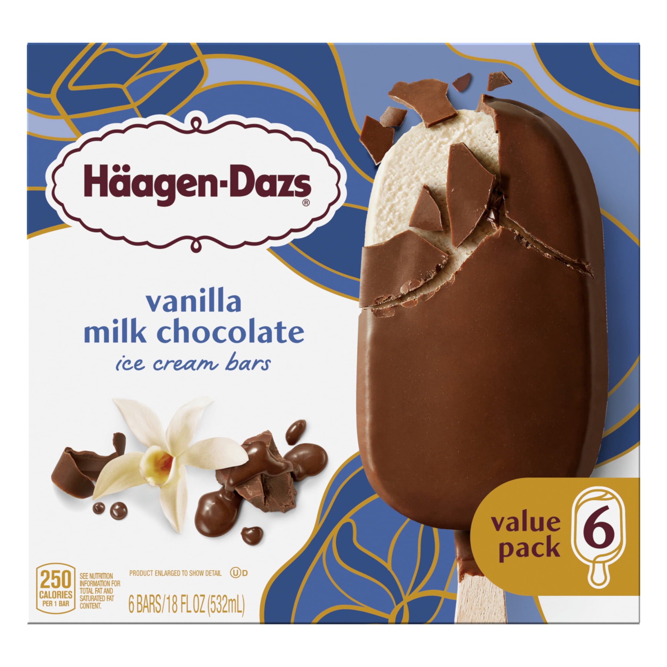 HAAGEN-DAZS Vanilla Milk Chocolate Ice Cream Bars 6 ct Box