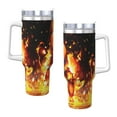 thumbnail image 3 of Charmander Insulated Stainless Steel Hot/Cold Coffee Cup 40oz Ice Bully With Handle and Straw Lid, Personalized Travel Tumbler Thermos, 3 of 8